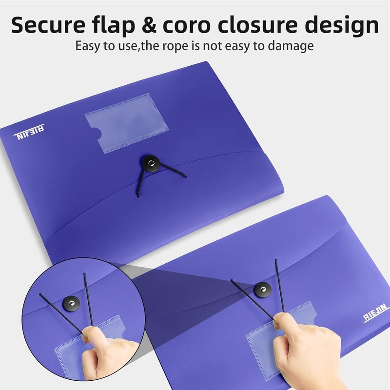 RIEJIN Accordian File Organizer 7 Pocket Expanding File Folder with Labels, Plastic Expandable File Folder for Documents Letter Size A4 Papers - Blue - Image 5